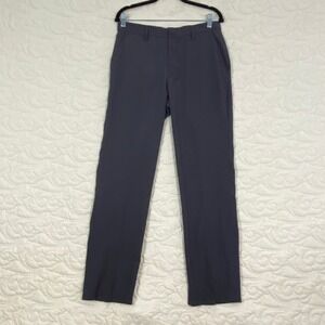 Bogari Mens Pinstripe Dress Pants Charcoal Grey Flat Front Trousers 32x31